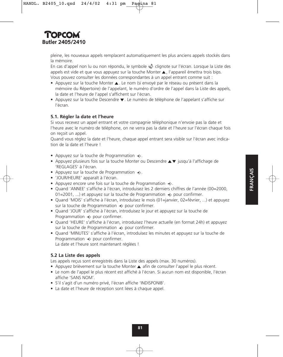 Topcom BUTLER 2410 User Manual | Page 81 / 116