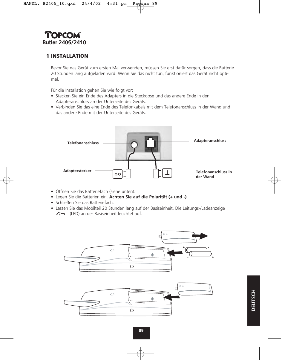 Topcom BUTLER 2410 User Manual | Page 89 / 116