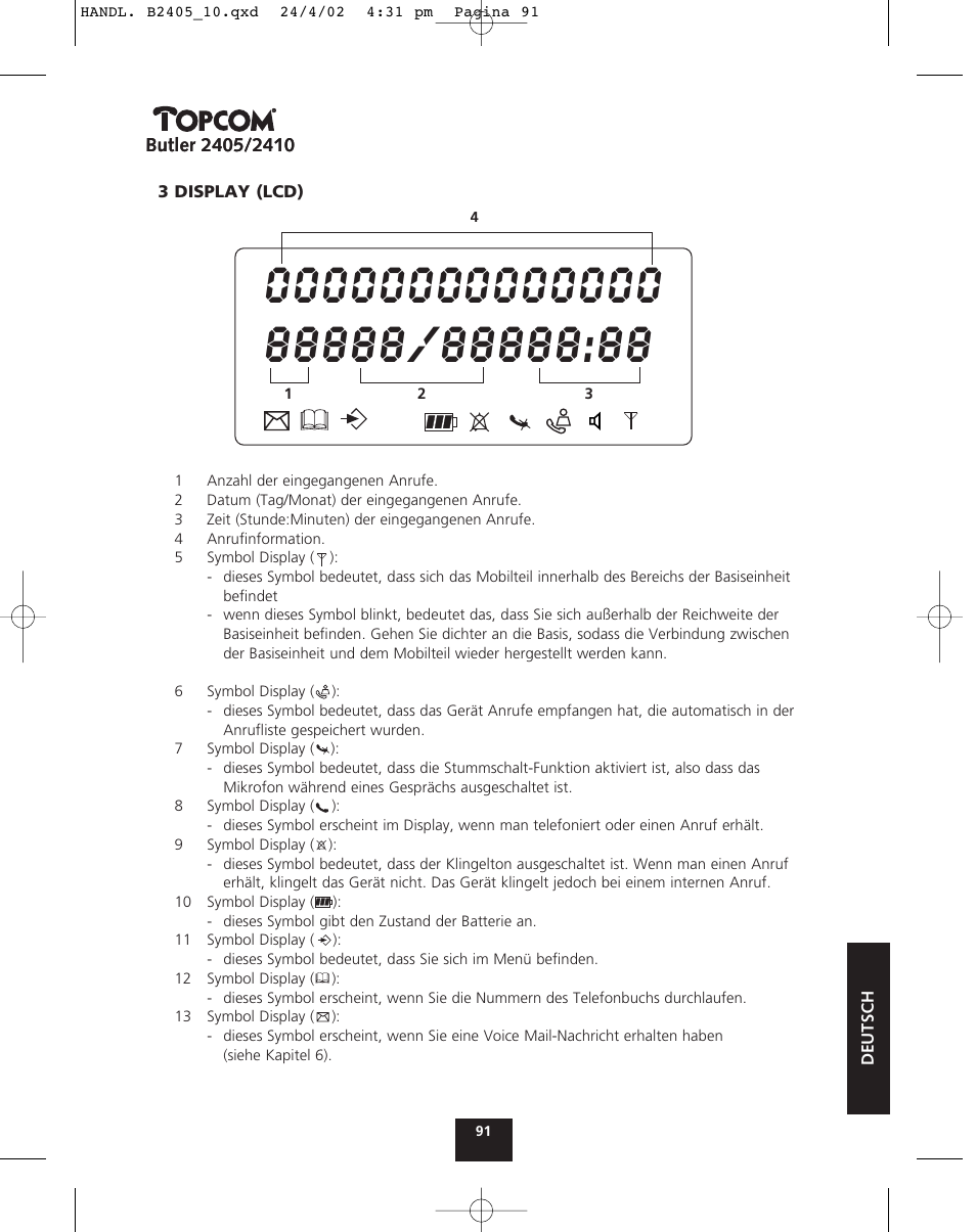 Topcom BUTLER 2410 User Manual | Page 91 / 116