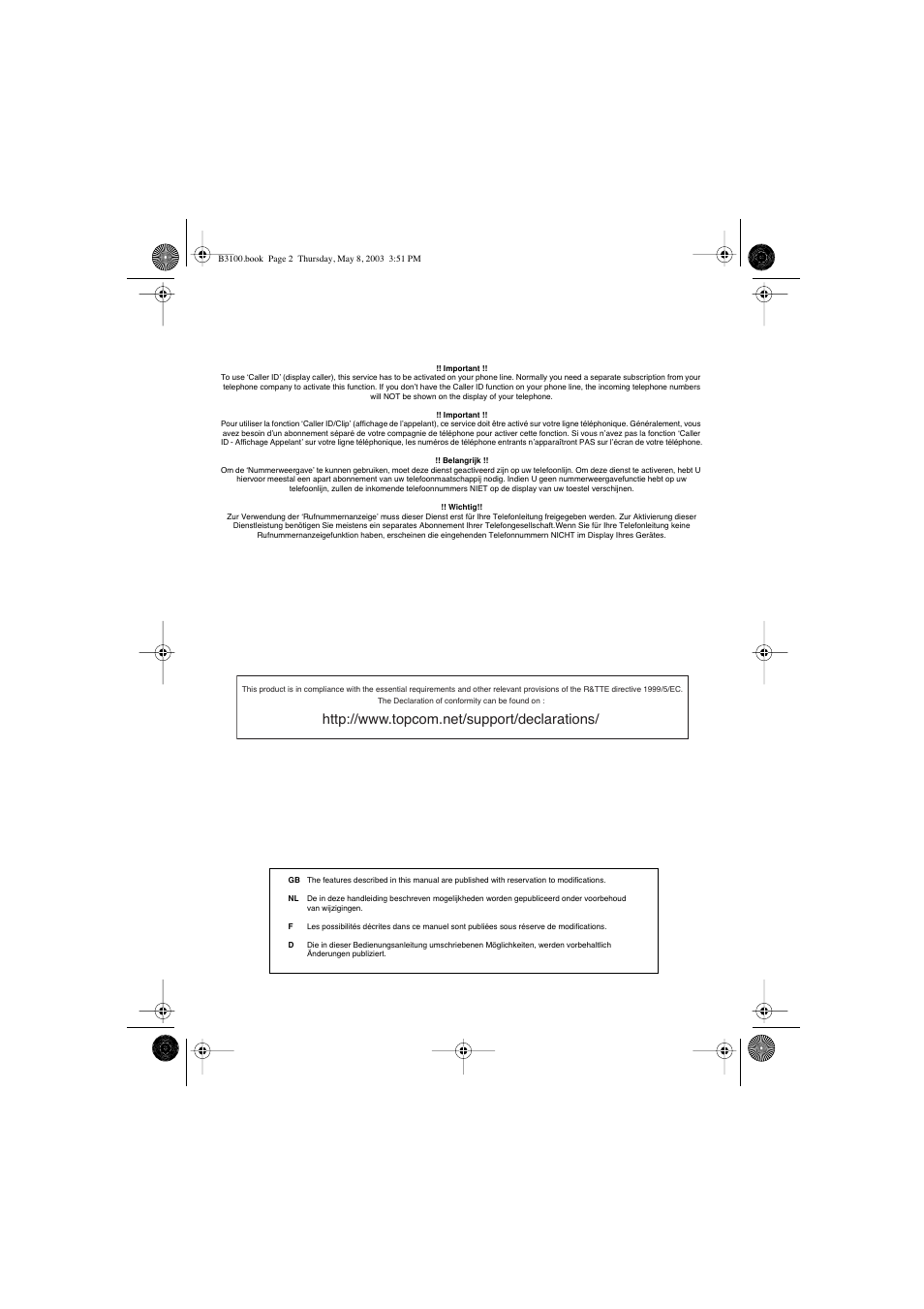 Topcom BUTLER 3100 User Manual | Page 2 / 40