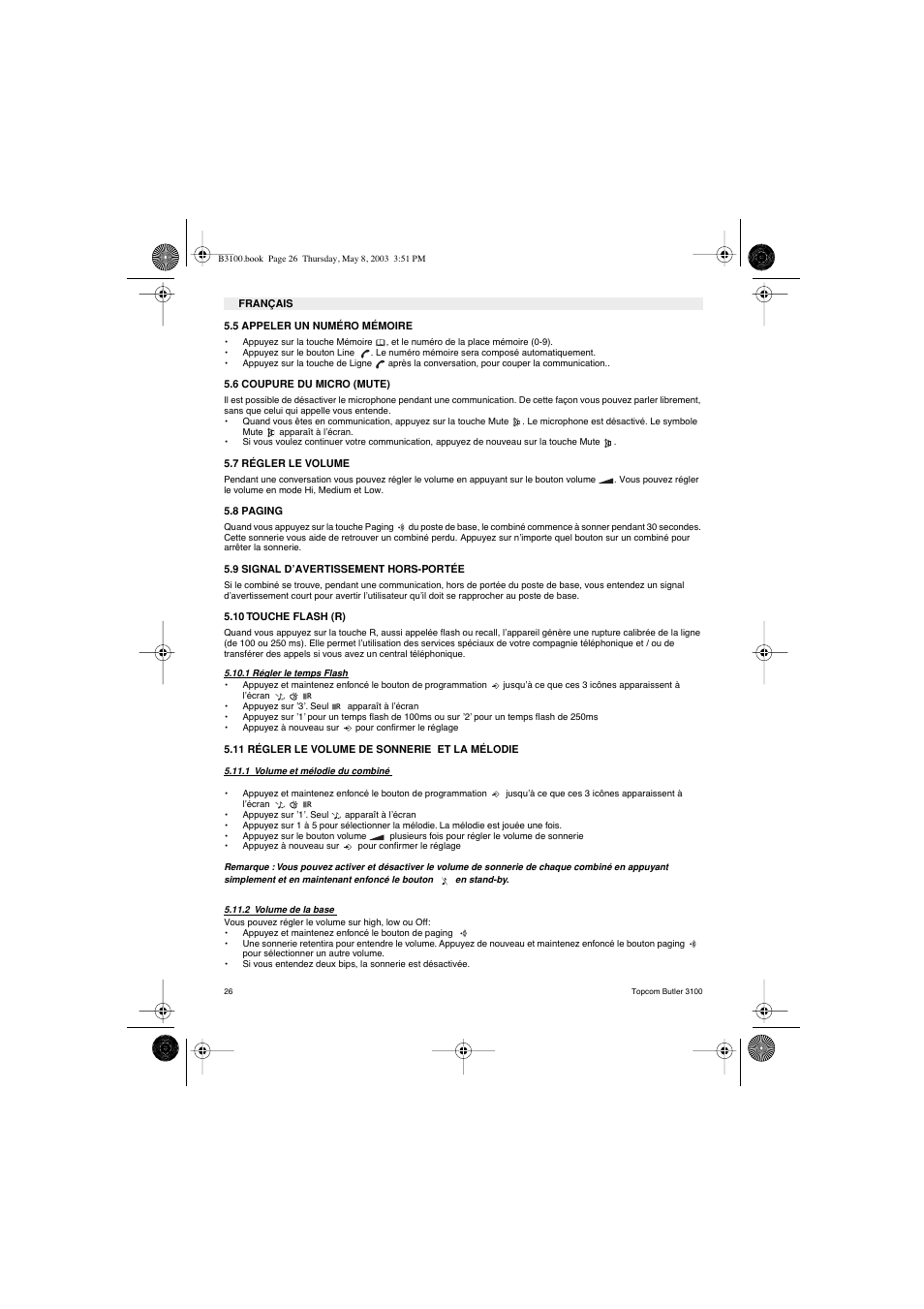 Topcom BUTLER 3100 User Manual | Page 26 / 40