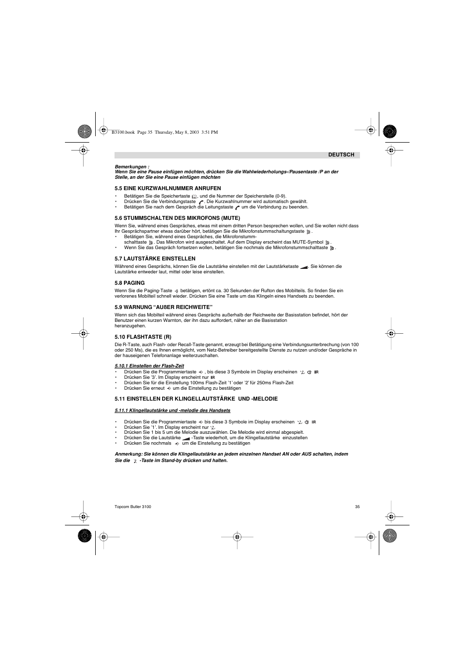 Topcom BUTLER 3100 User Manual | Page 35 / 40