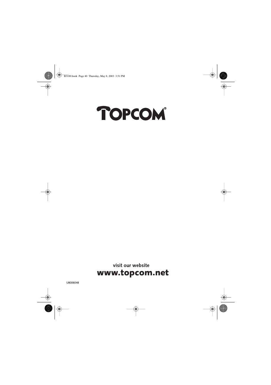 Topcom BUTLER 3100 User Manual | Page 40 / 40