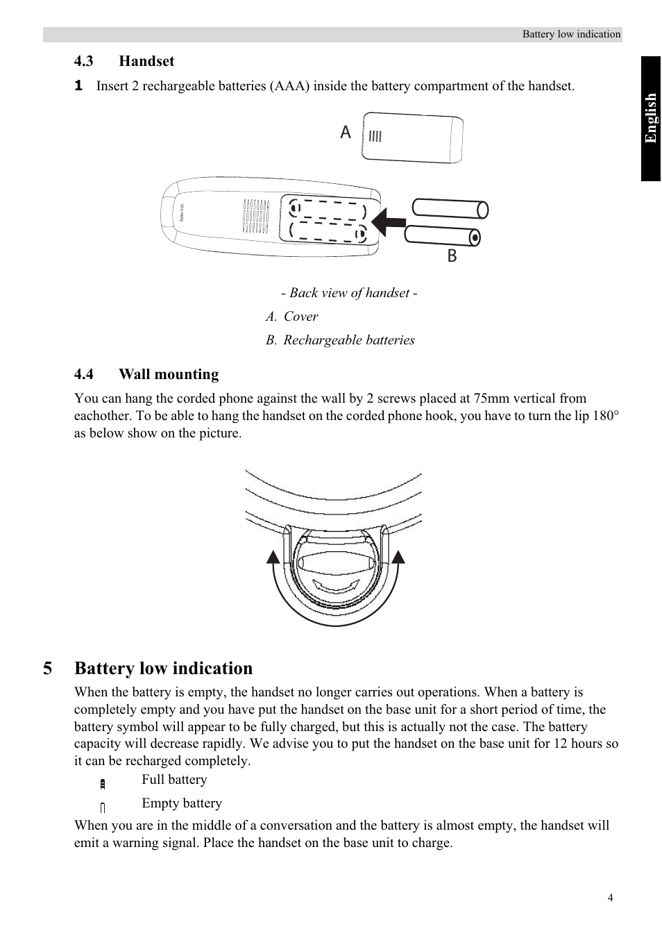 5battery low indication | Topcom BUTLER 900 User Manual | Page 7 / 20