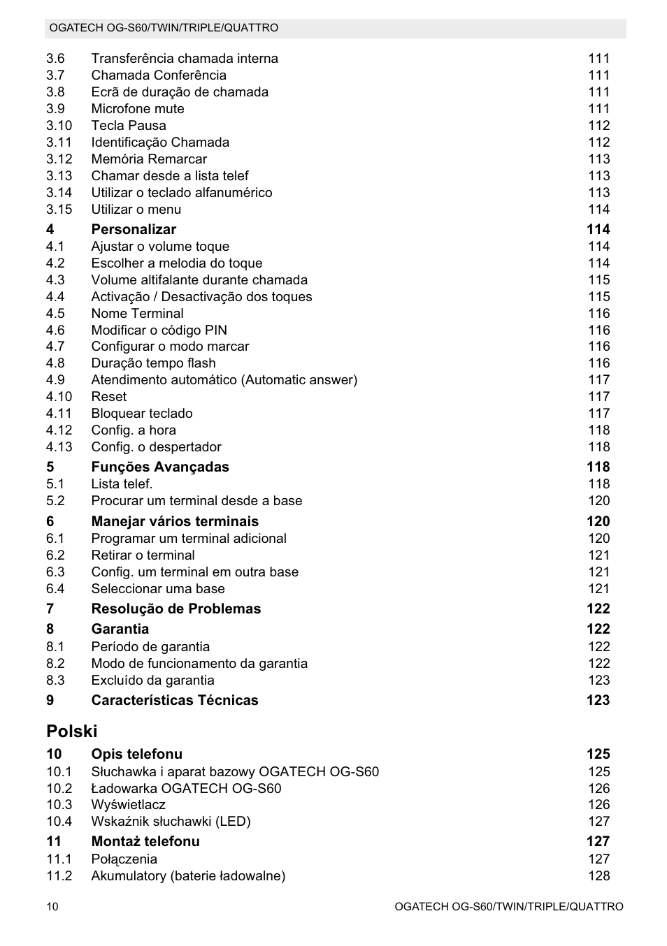Polski | Topcom OGATECH OG-S60 User Manual | Page 10 / 144