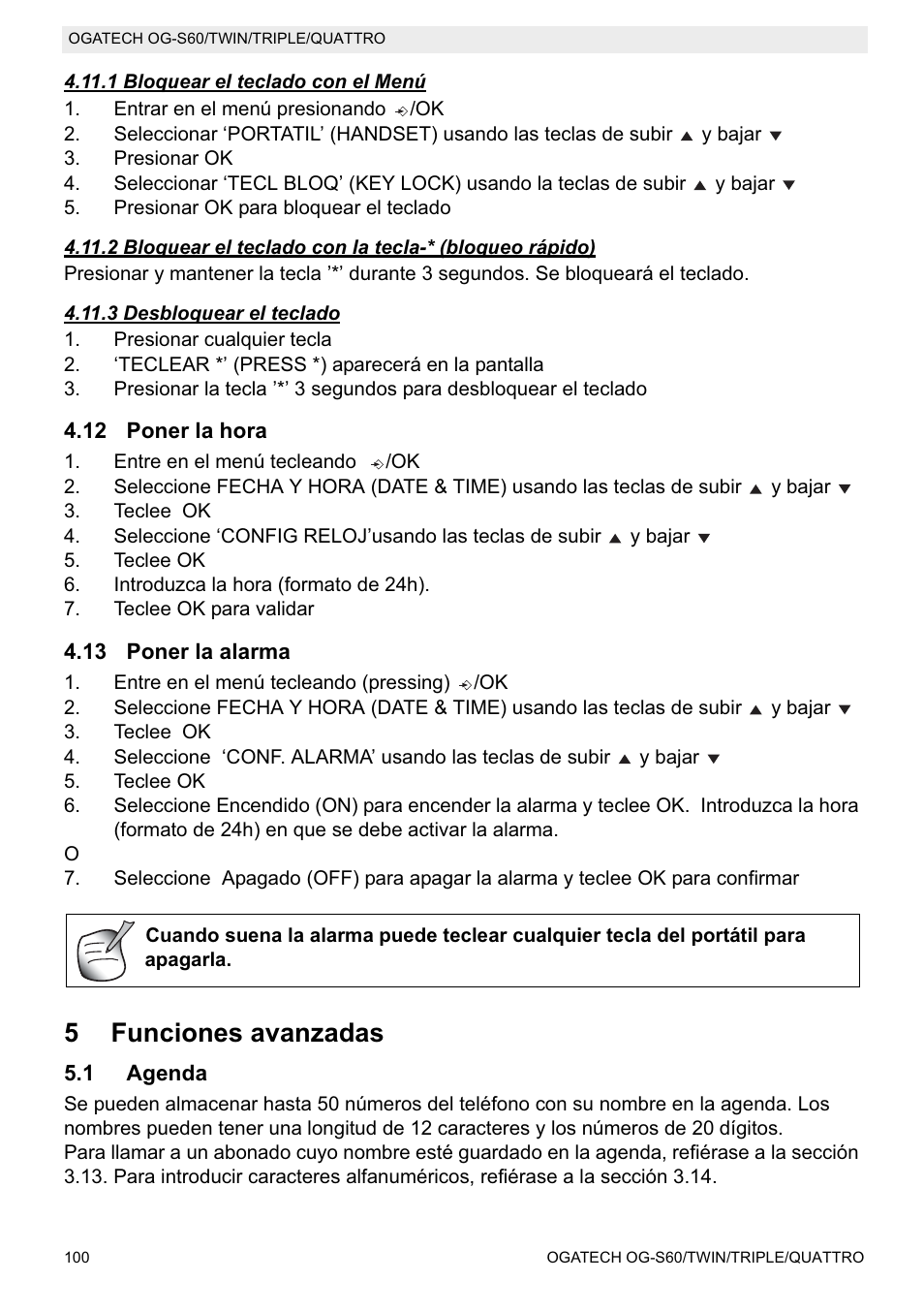 5funciones avanzadas | Topcom OGATECH OG-S60 User Manual | Page 100 / 144