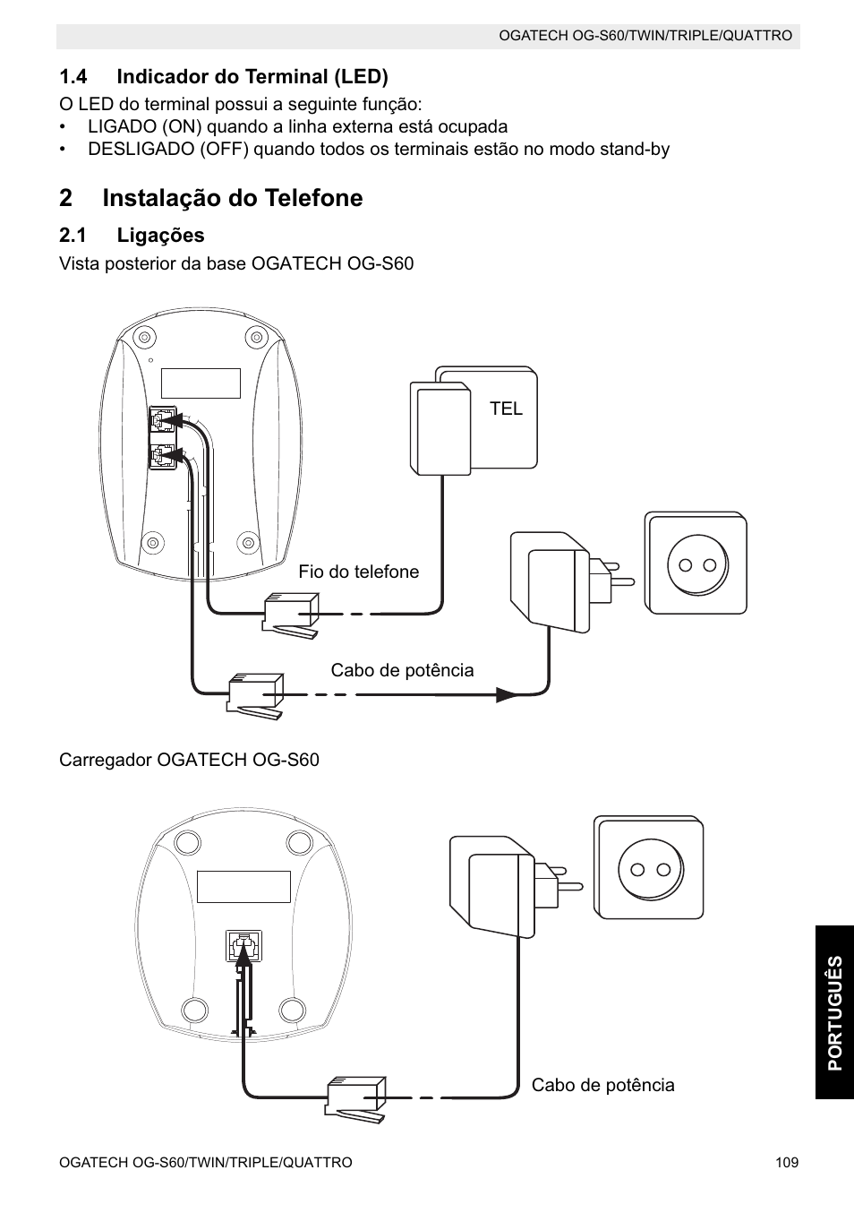 2instalação do telefone | Topcom OGATECH OG-S60 User Manual | Page 109 / 144
