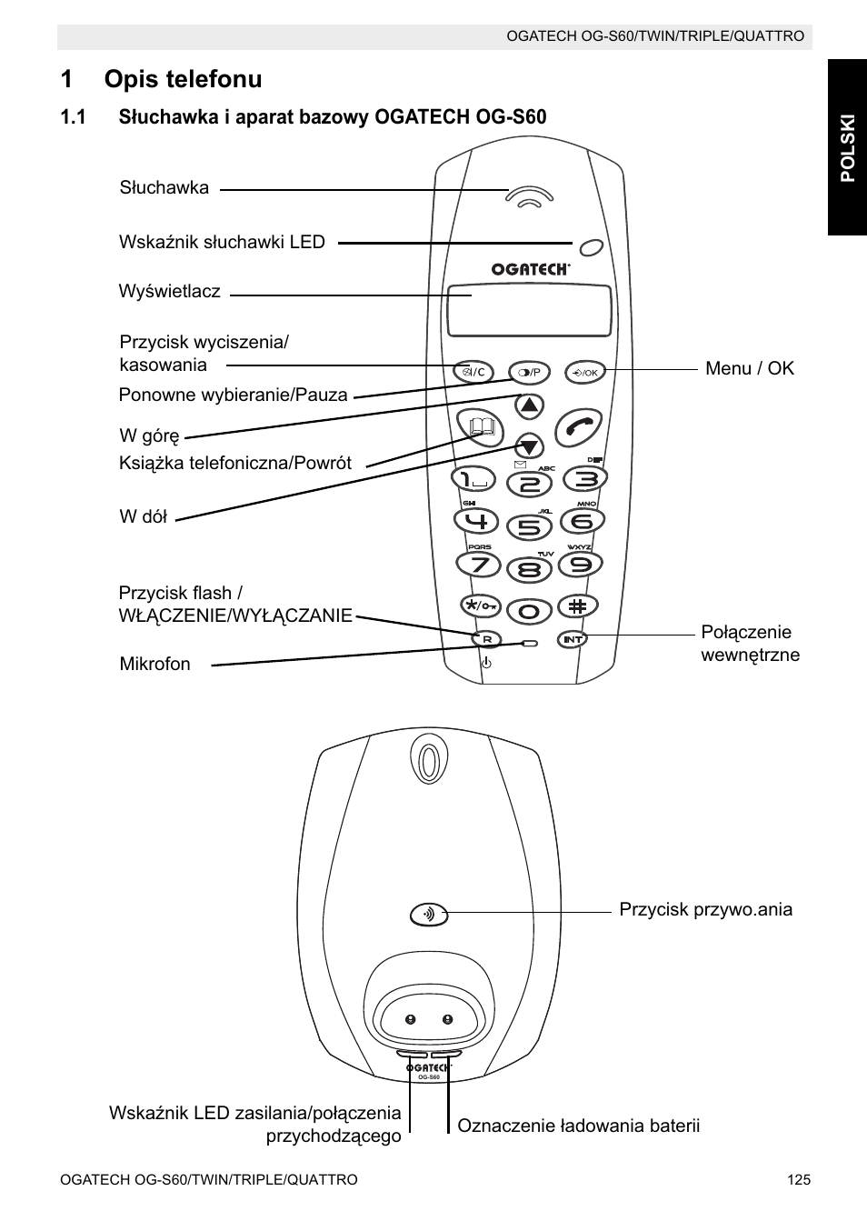 1opis telefonu | Topcom OGATECH OG-S60 User Manual | Page 125 / 144