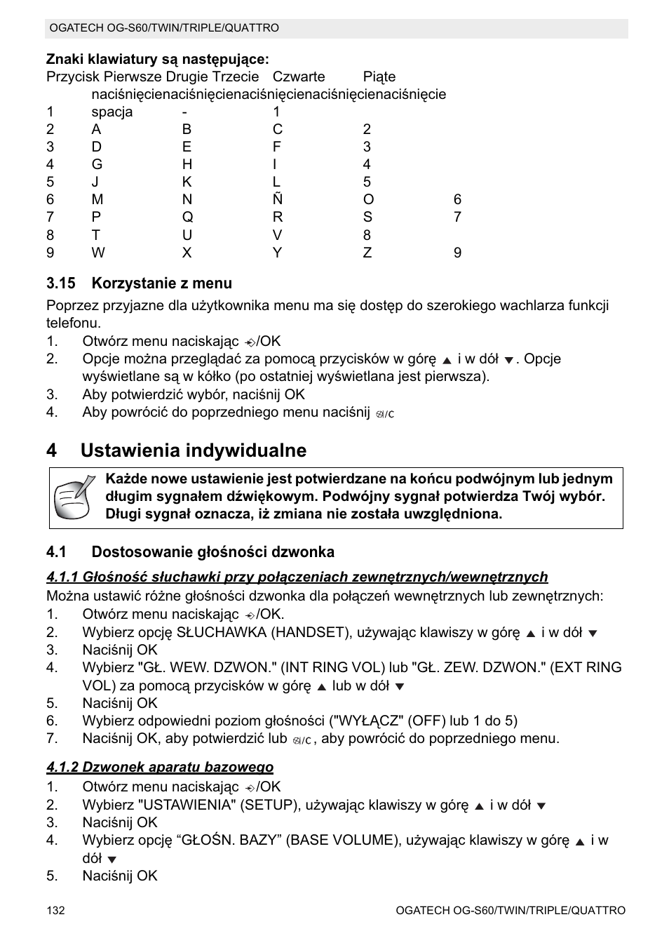 4ustawienia indywidualne | Topcom OGATECH OG-S60 User Manual | Page 132 / 144