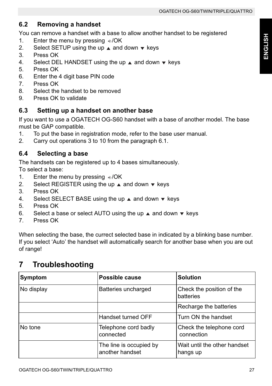 7troubleshooting | Topcom OGATECH OG-S60 User Manual | Page 27 / 144