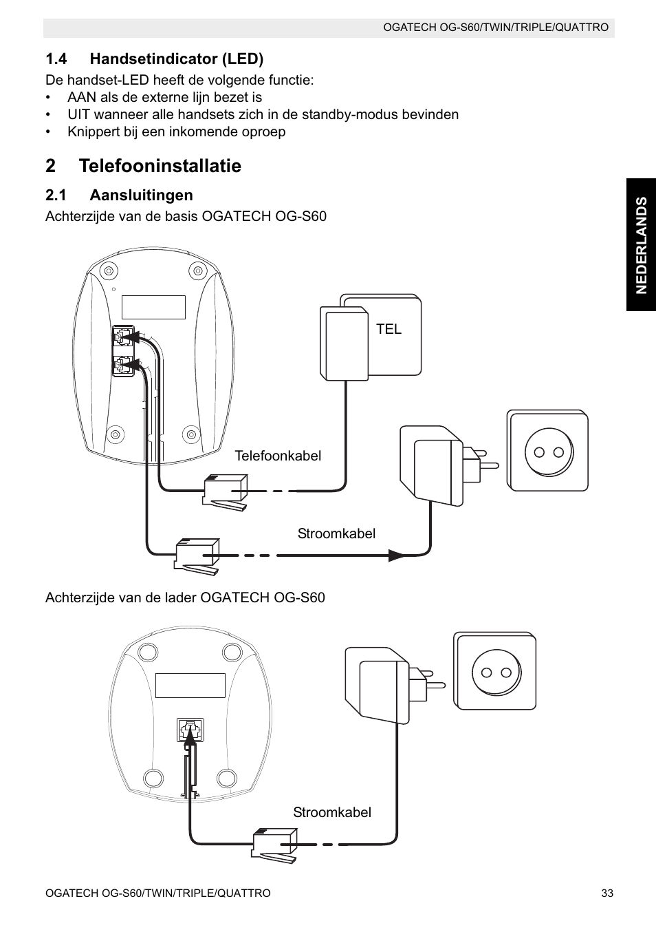 2telefooninstallatie | Topcom OGATECH OG-S60 User Manual | Page 33 / 144