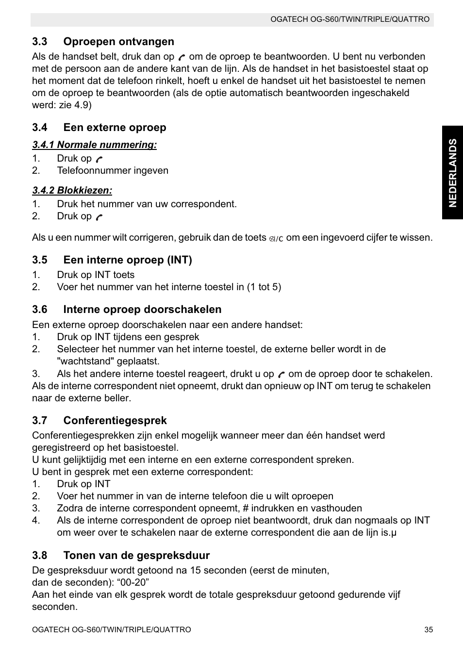 Topcom OGATECH OG-S60 User Manual | Page 35 / 144