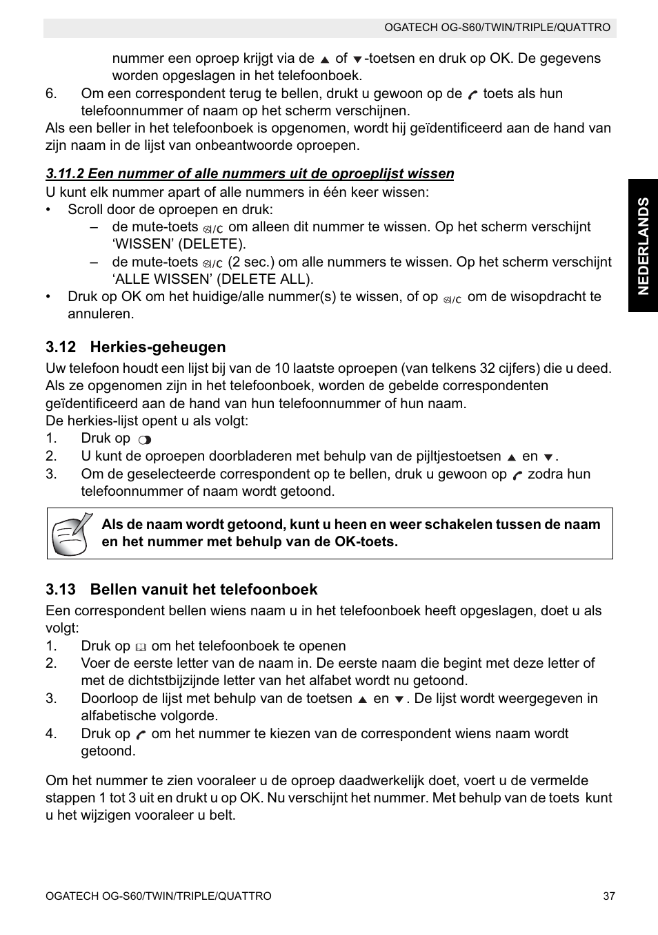 Topcom OGATECH OG-S60 User Manual | Page 37 / 144