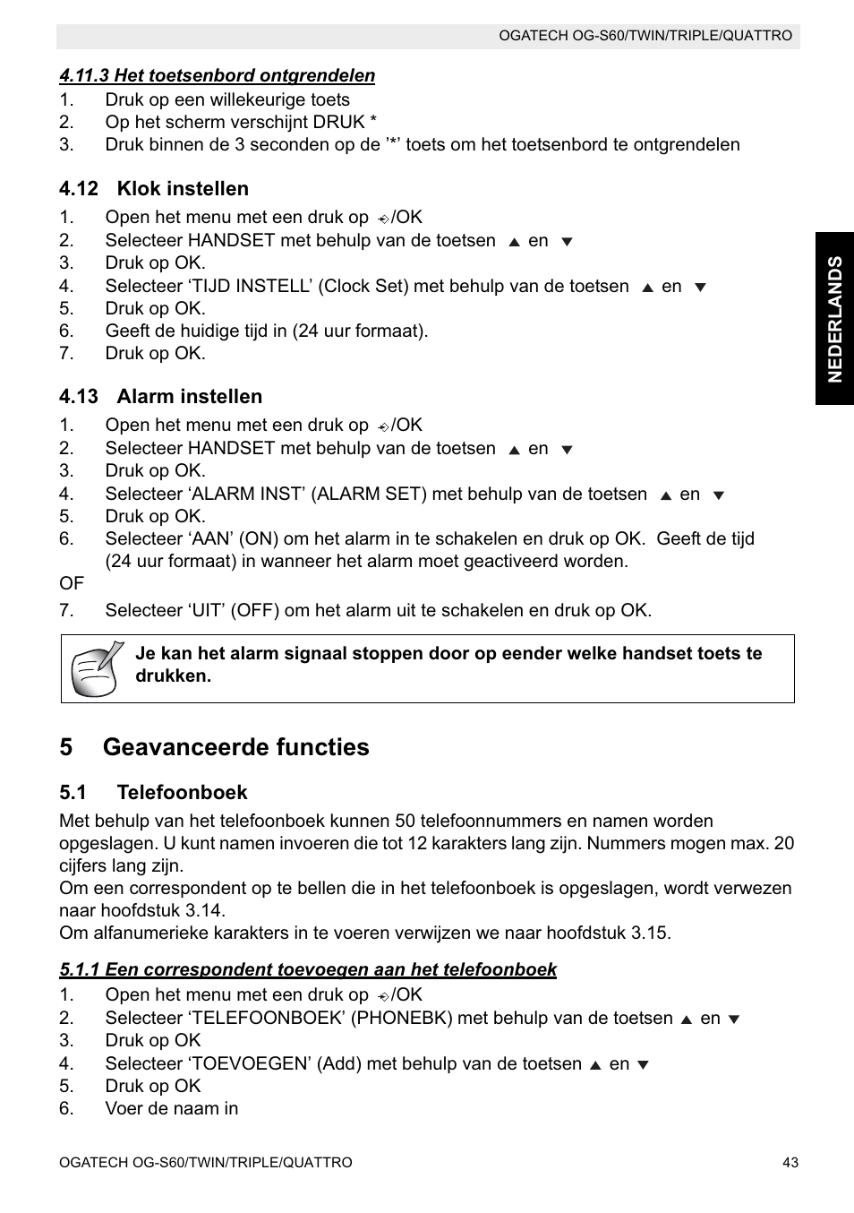 5geavanceerde functies | Topcom OGATECH OG-S60 User Manual | Page 43 / 144
