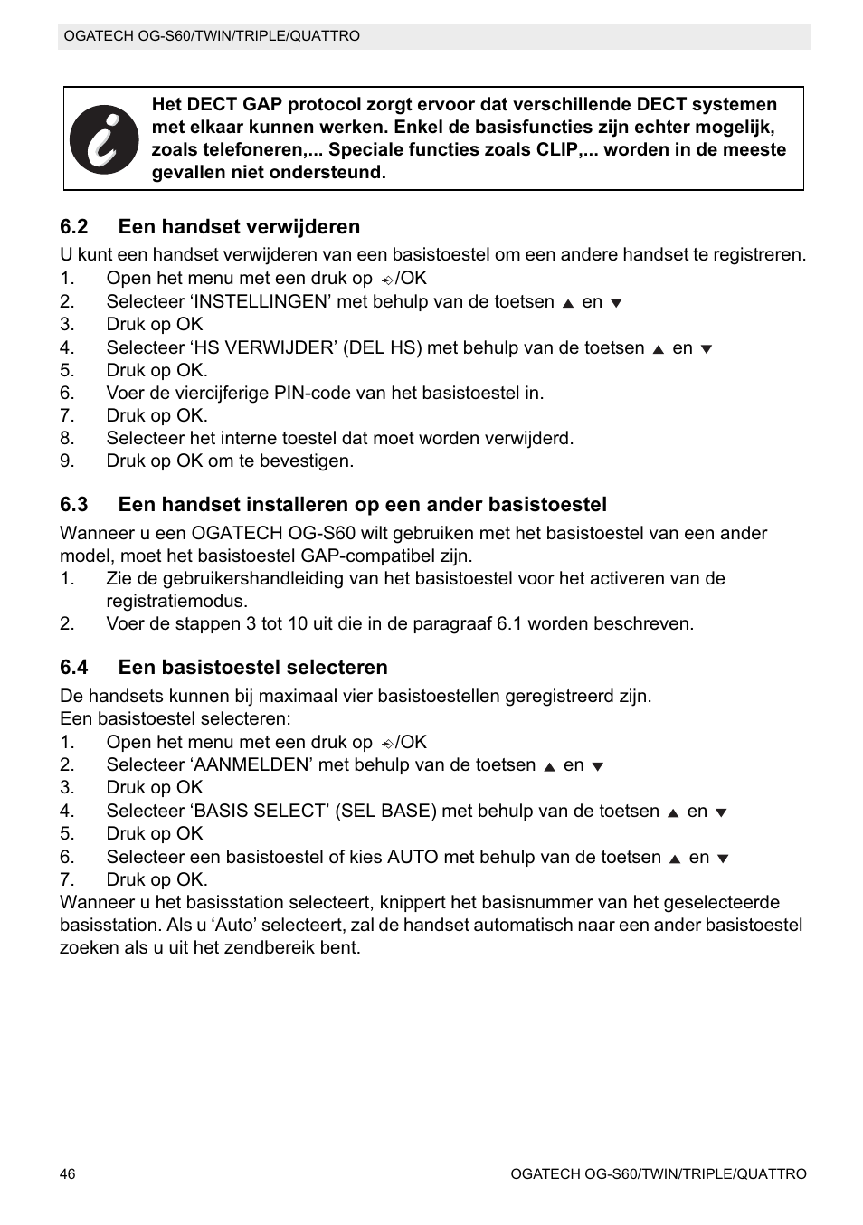 Topcom OGATECH OG-S60 User Manual | Page 46 / 144