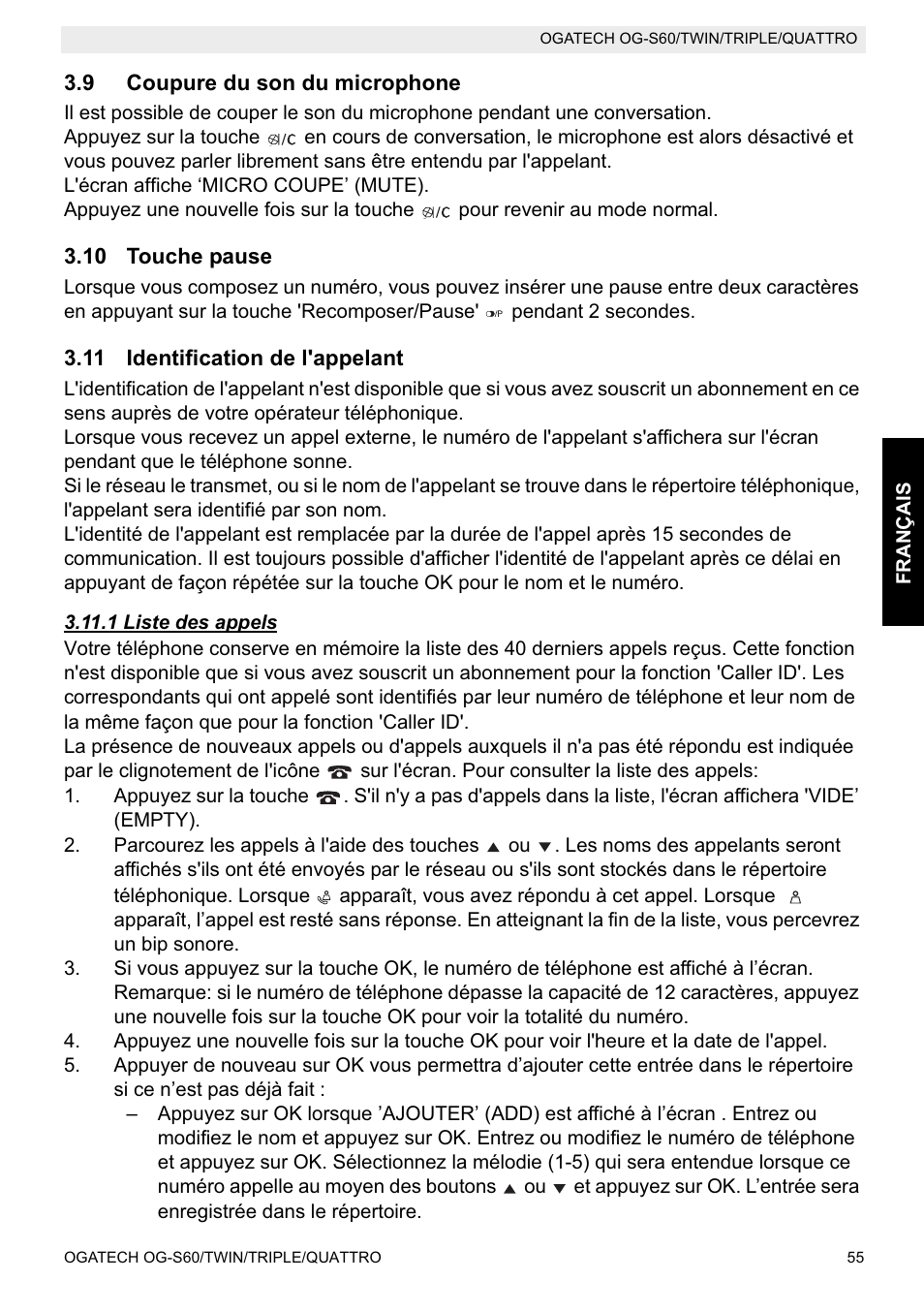 Topcom OGATECH OG-S60 User Manual | Page 55 / 144