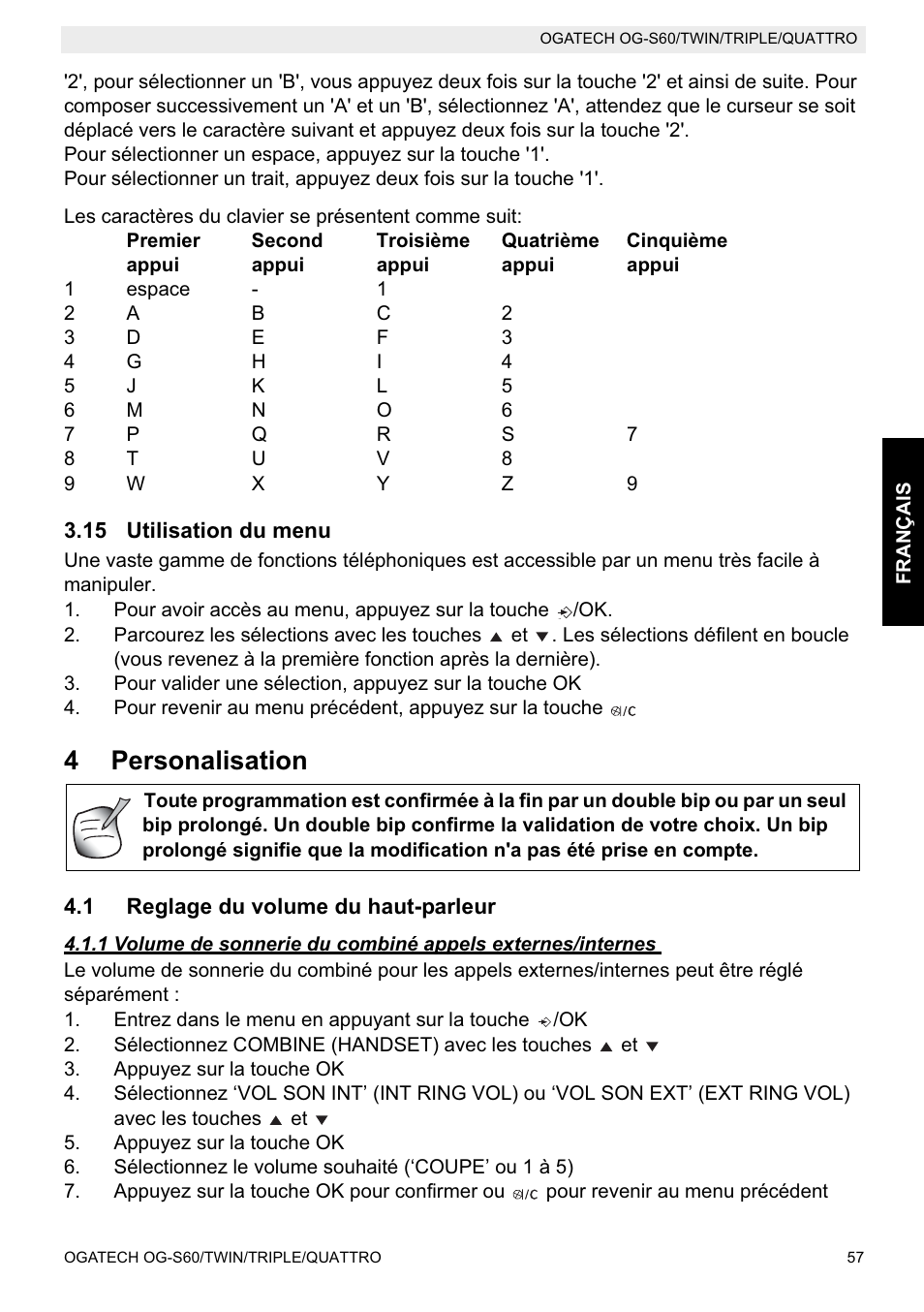 4personalisation | Topcom OGATECH OG-S60 User Manual | Page 57 / 144