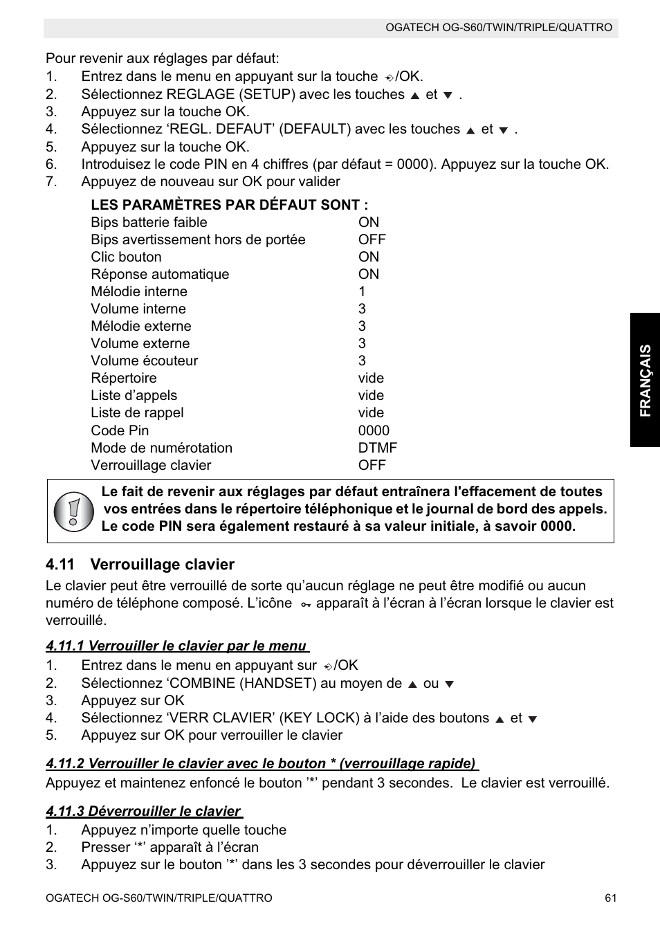 Topcom OGATECH OG-S60 User Manual | Page 61 / 144