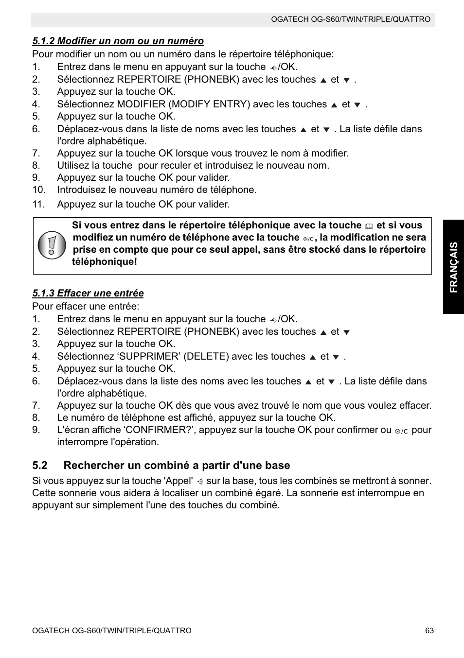 Topcom OGATECH OG-S60 User Manual | Page 63 / 144