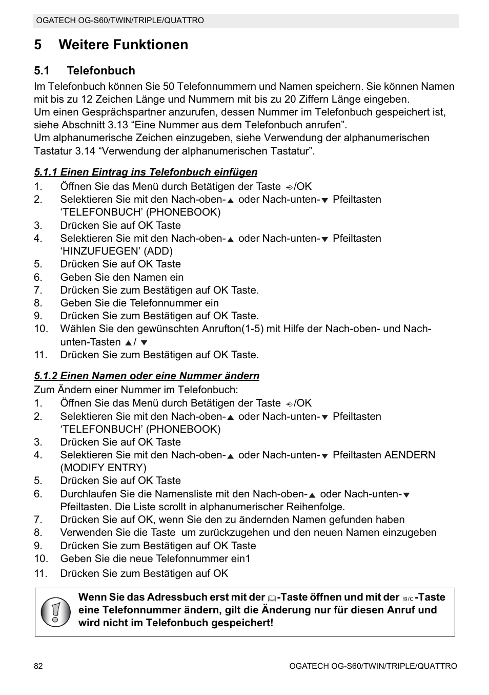 5weitere funktionen | Topcom OGATECH OG-S60 User Manual | Page 82 / 144