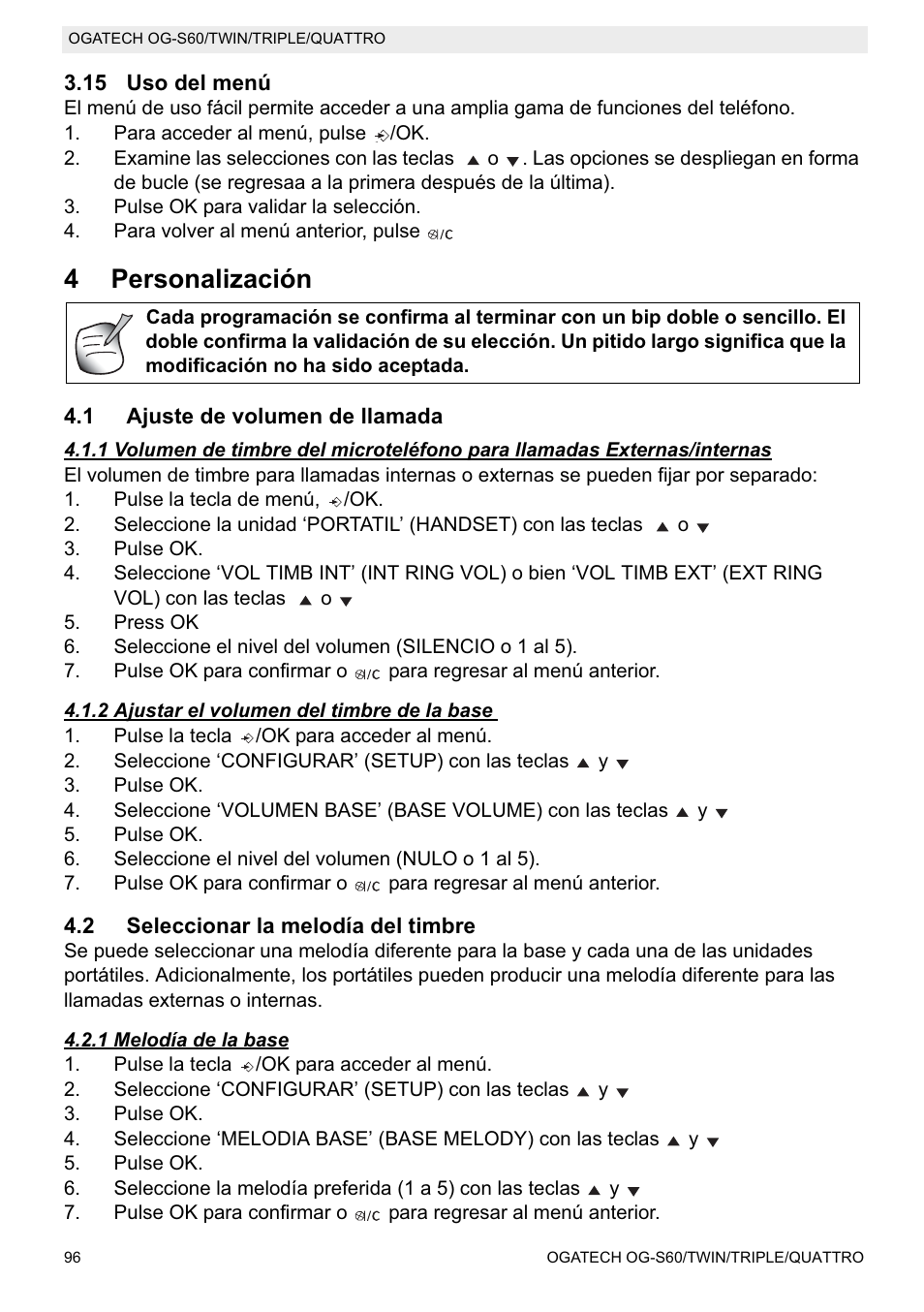 4personalización | Topcom OGATECH OG-S60 User Manual | Page 96 / 144