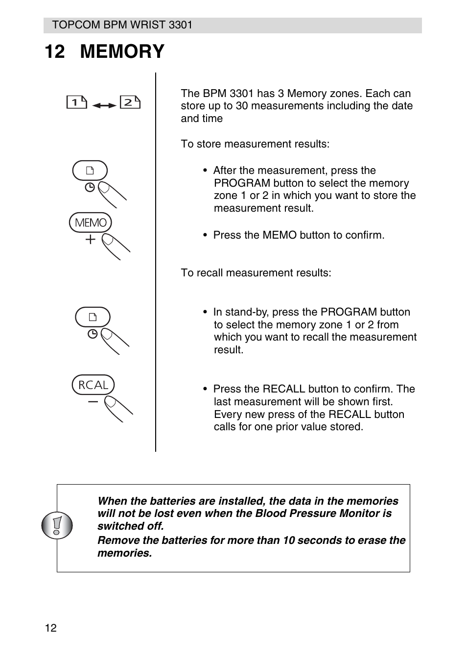 Topcom WRIST 3301 User Manual | Page 12 / 68