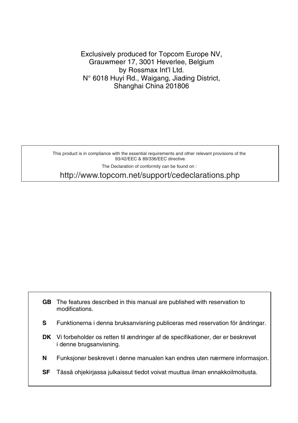 Topcom WRIST 3301 User Manual | Page 2 / 68