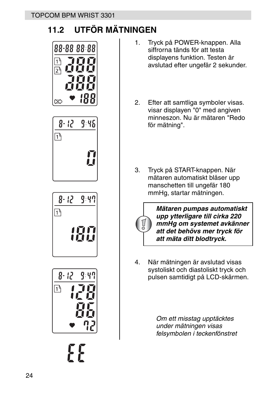 2 utför mätningen | Topcom WRIST 3301 User Manual | Page 24 / 68