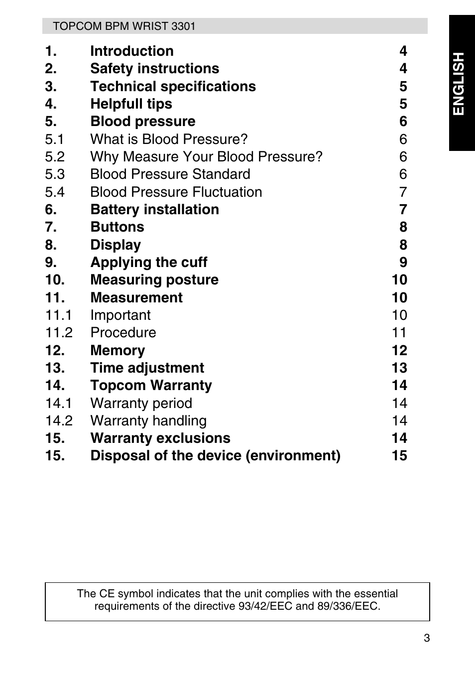 Topcom WRIST 3301 User Manual | Page 3 / 68