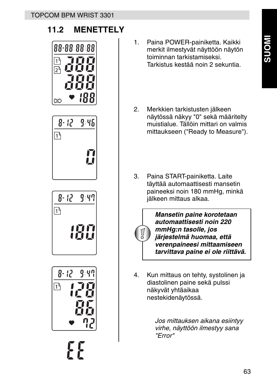 Su om i 11.2 menettely | Topcom WRIST 3301 User Manual | Page 63 / 68