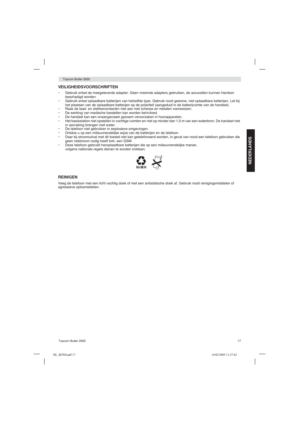 Topcom BUTLER 2920 User Manual | Page 17 / 68