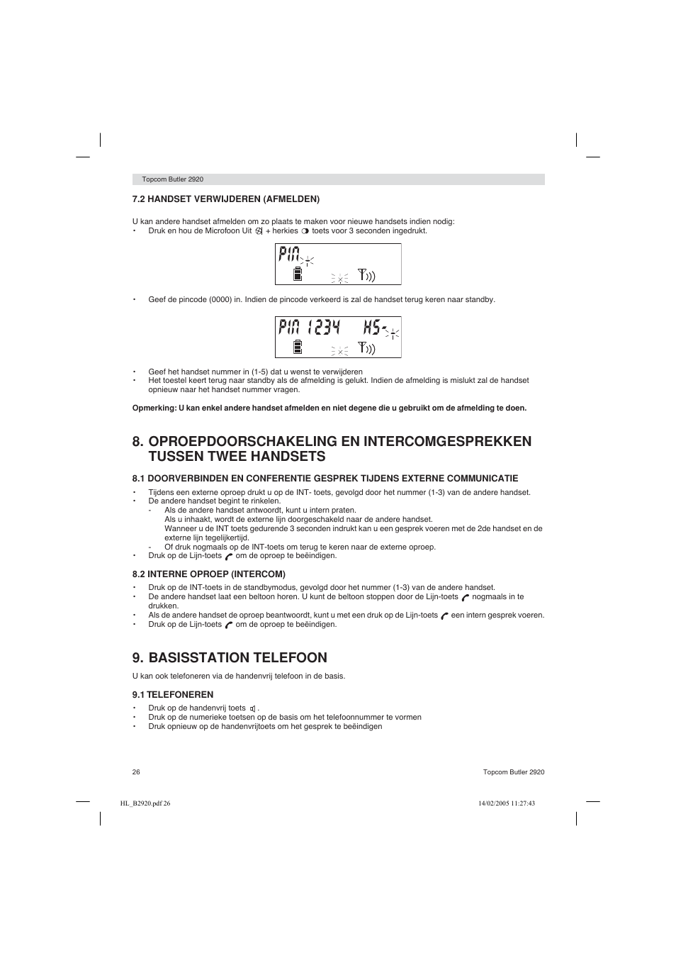 Basisstation telefoon | Topcom BUTLER 2920 User Manual | Page 26 / 68