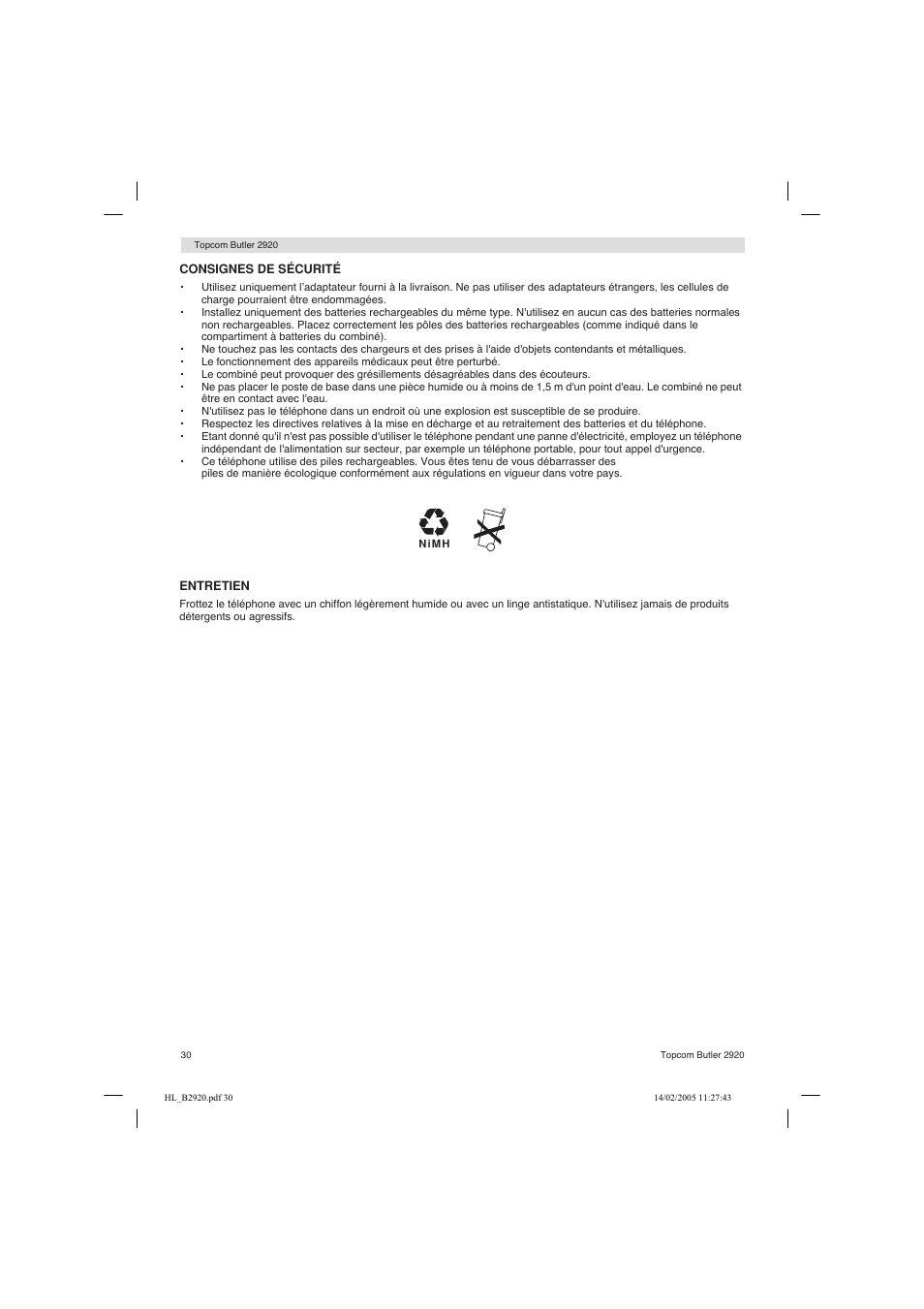 Topcom BUTLER 2920 User Manual | Page 30 / 68