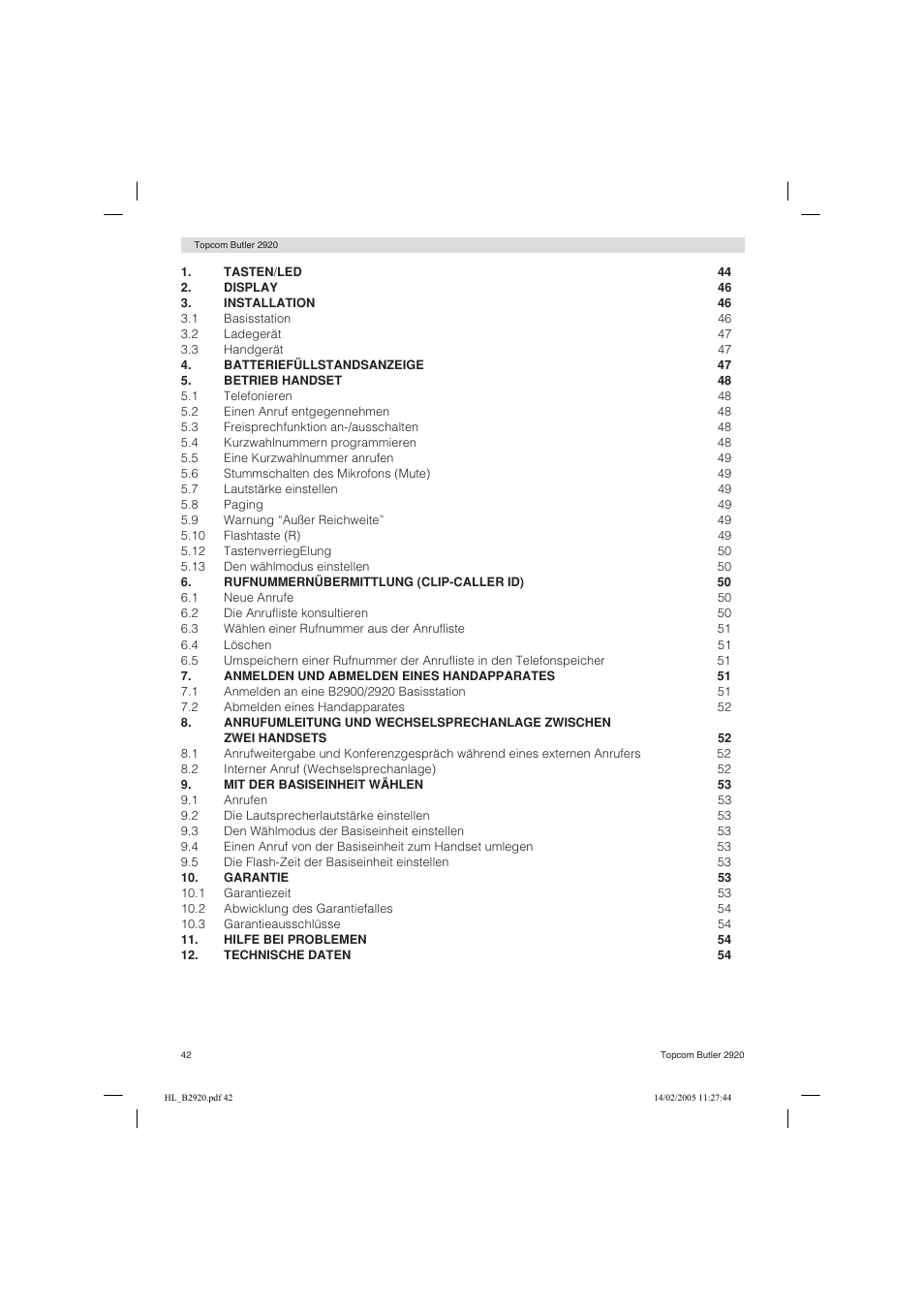 Topcom BUTLER 2920 User Manual | Page 42 / 68