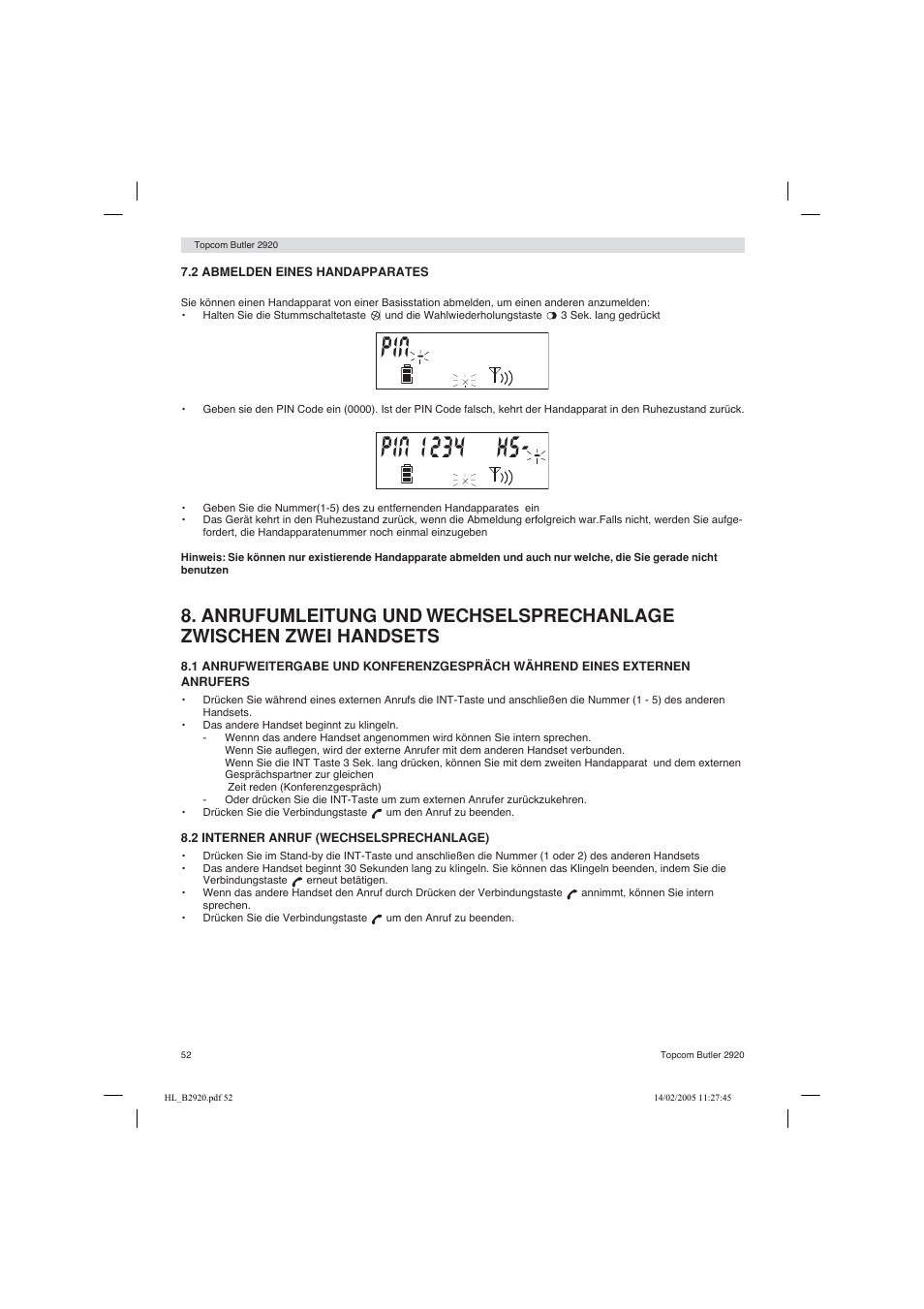 Topcom BUTLER 2920 User Manual | Page 52 / 68