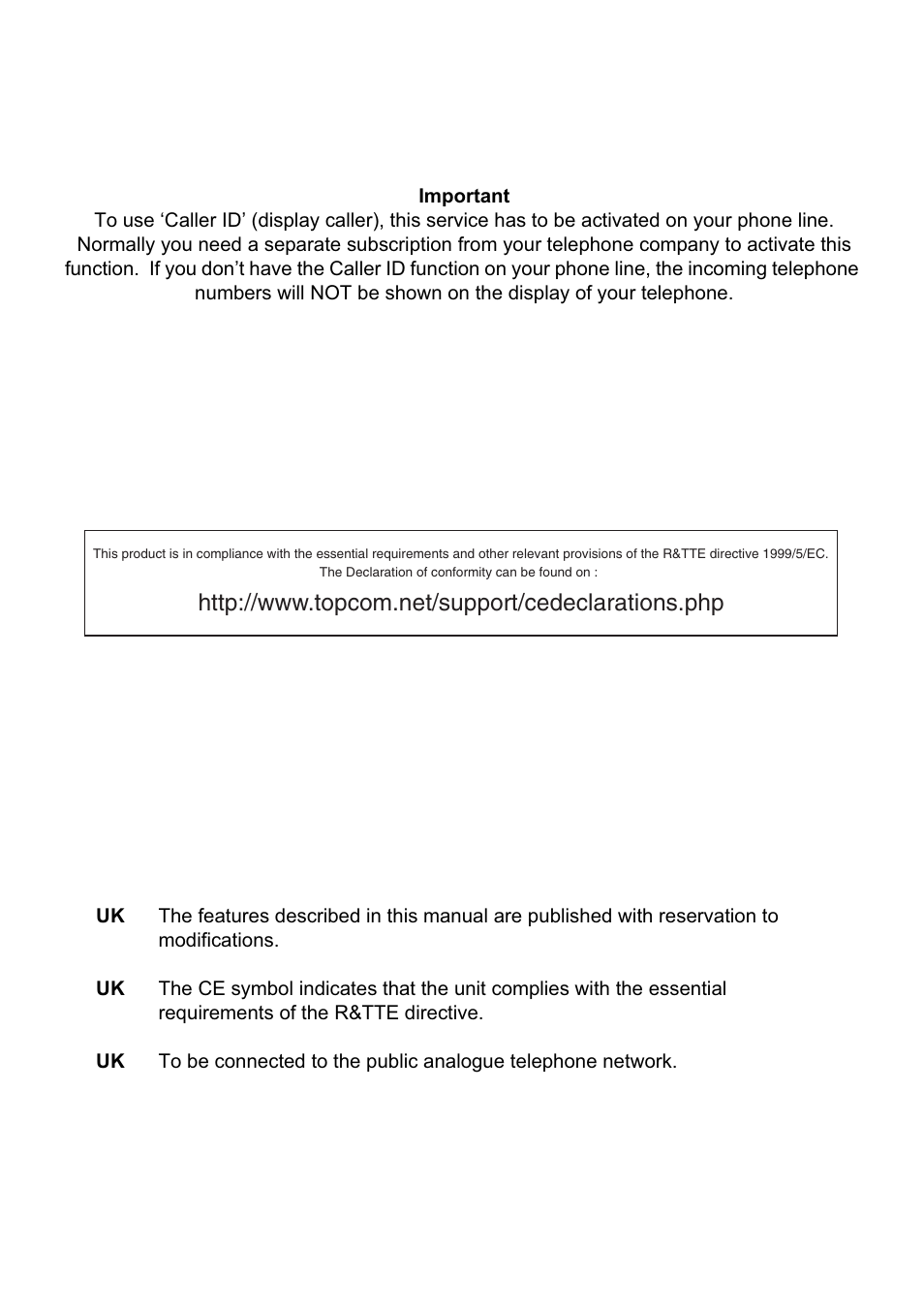 Topcom ALLURE 200 User Manual | Page 2 / 16
