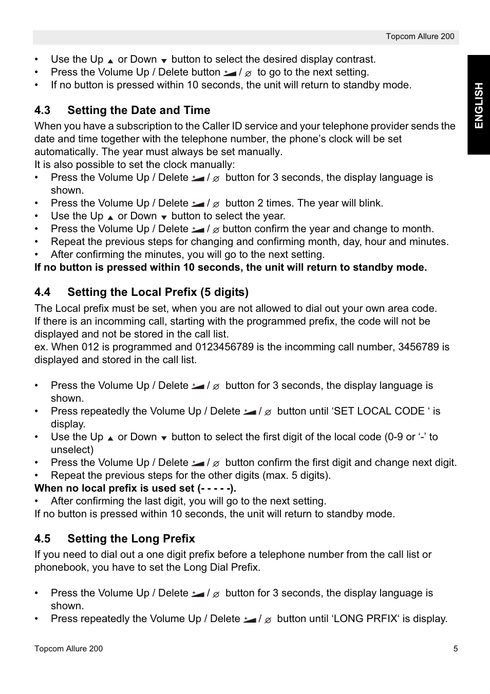 Topcom ALLURE 200 User Manual | Page 5 / 16