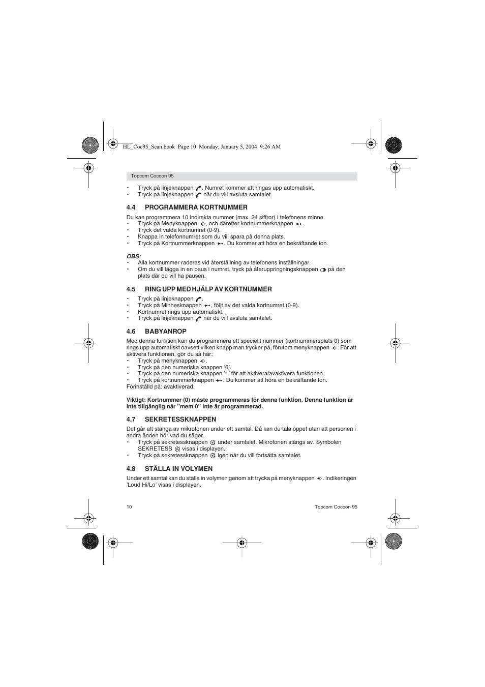 Topcom COCOON 95 DUO User Manual | Page 10 / 72