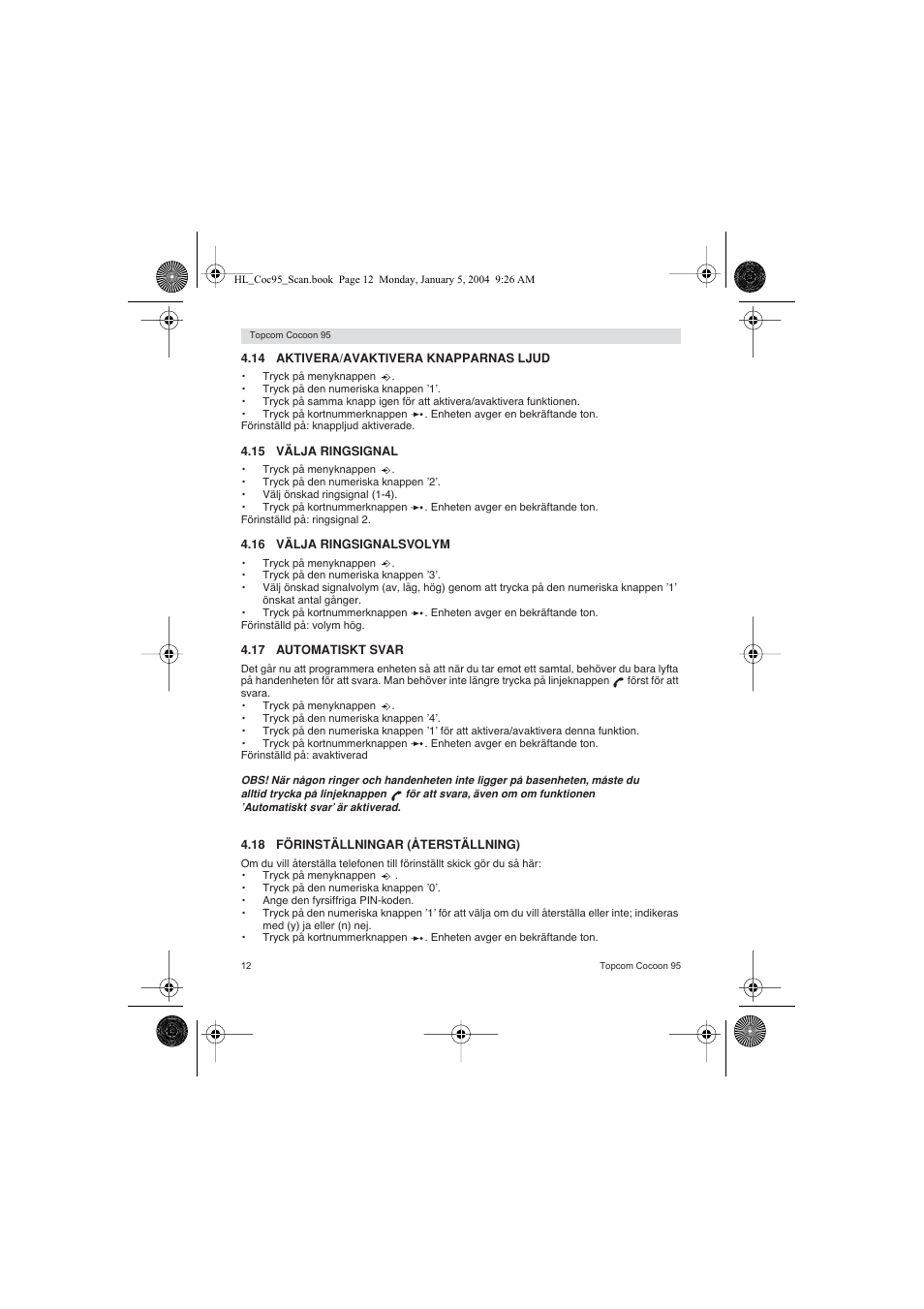 Topcom COCOON 95 DUO User Manual | Page 12 / 72