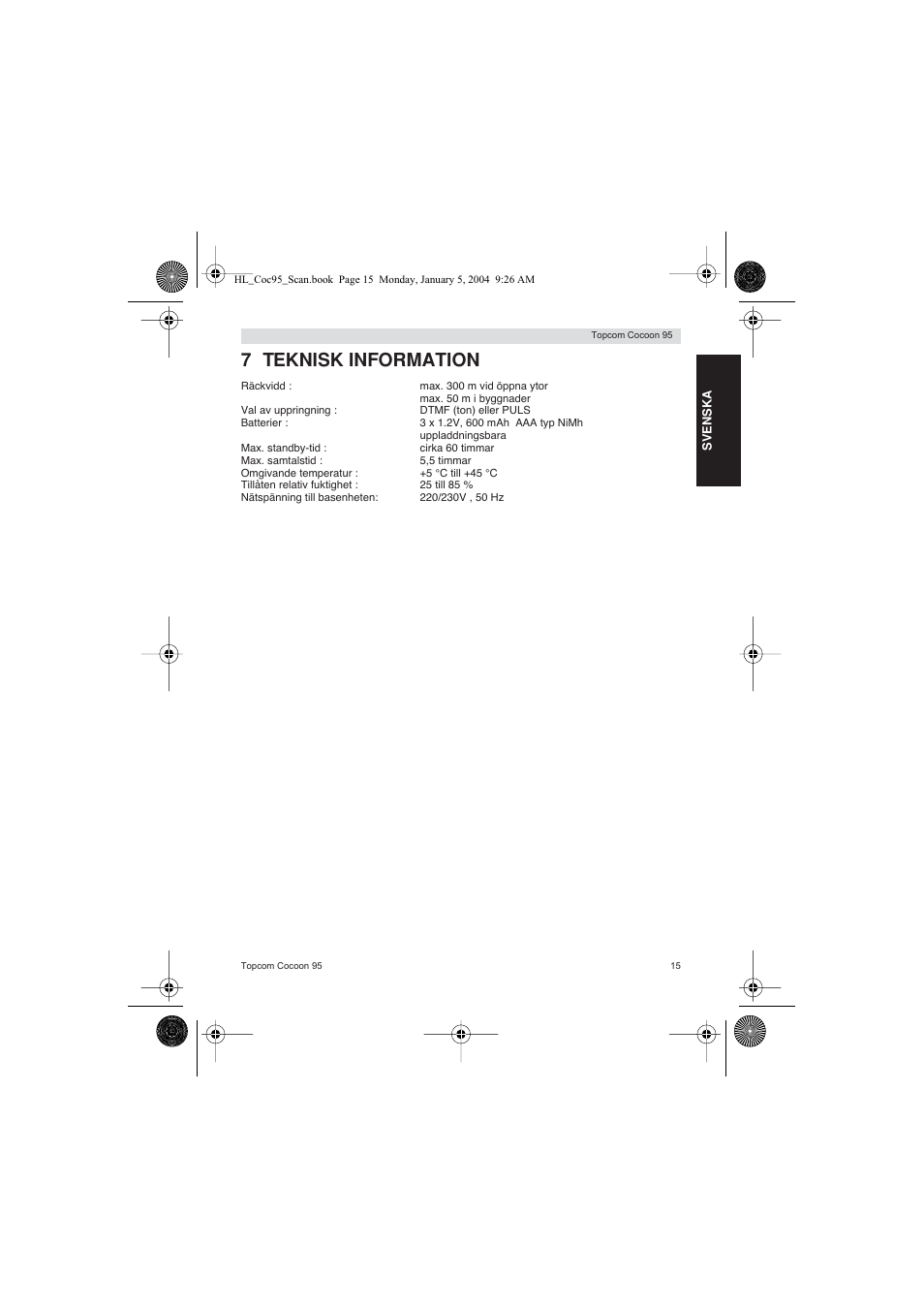 7 teknisk information | Topcom COCOON 95 DUO User Manual | Page 15 / 72