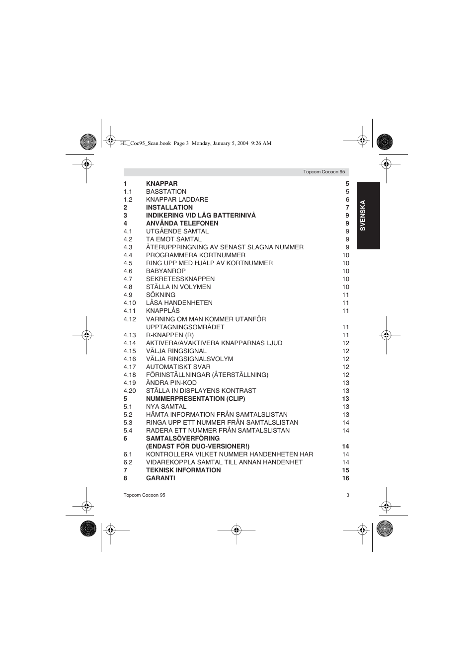 Topcom COCOON 95 DUO User Manual | Page 3 / 72