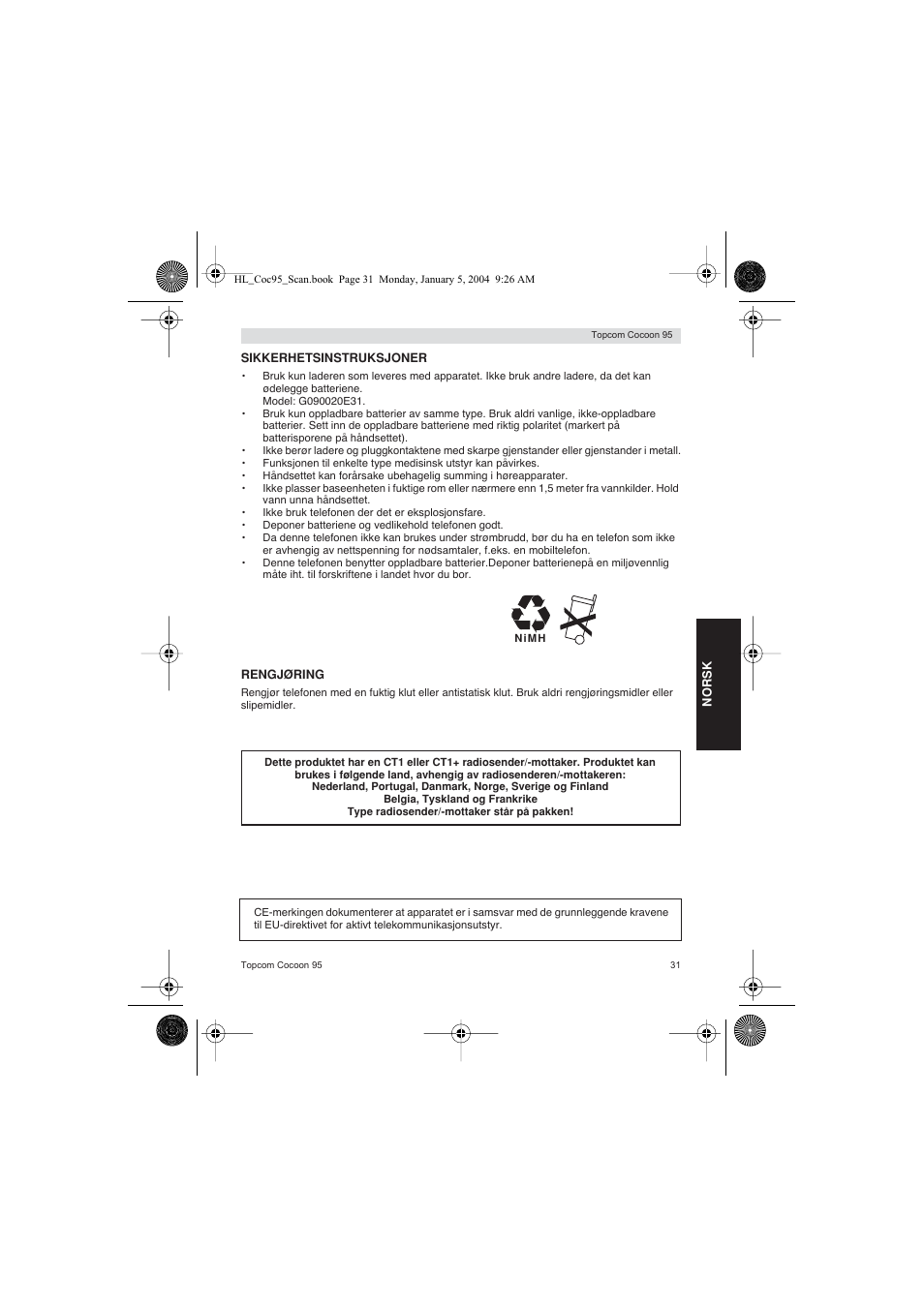 Topcom COCOON 95 DUO User Manual | Page 31 / 72