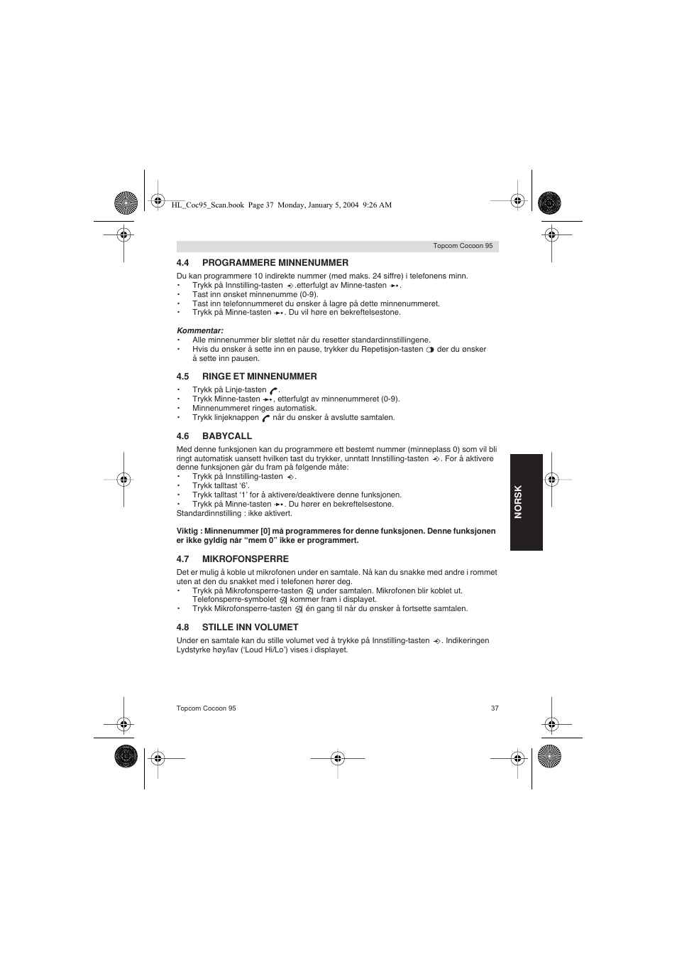 Topcom COCOON 95 DUO User Manual | Page 37 / 72