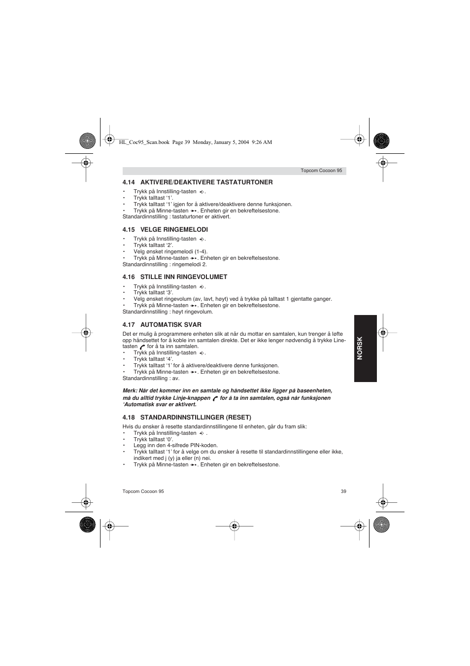 Topcom COCOON 95 DUO User Manual | Page 39 / 72