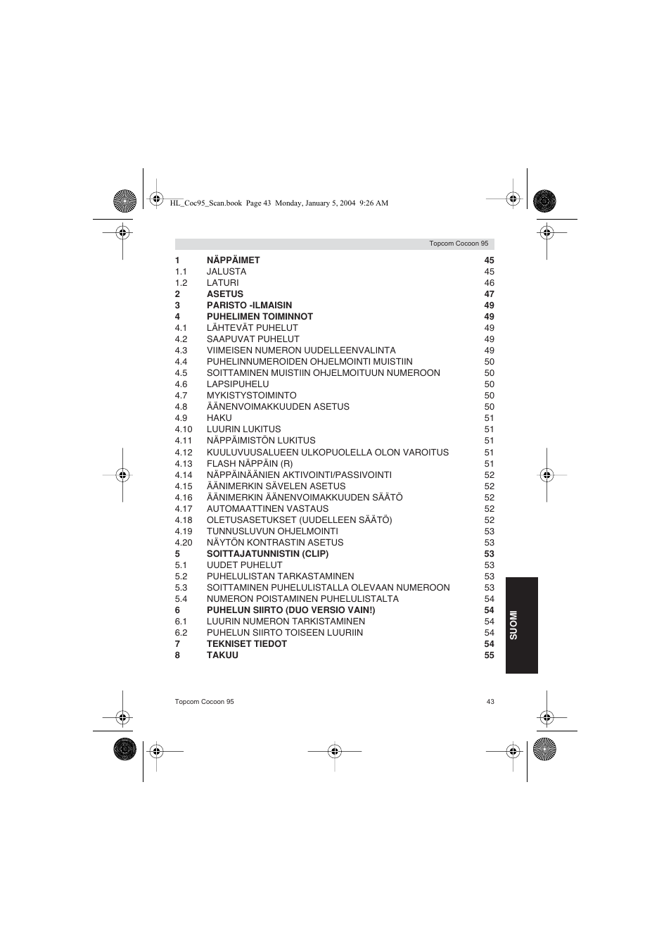 Topcom COCOON 95 DUO User Manual | Page 43 / 72