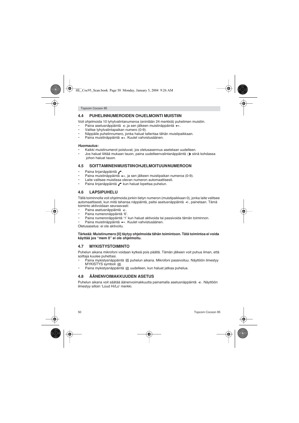 Topcom COCOON 95 DUO User Manual | Page 50 / 72