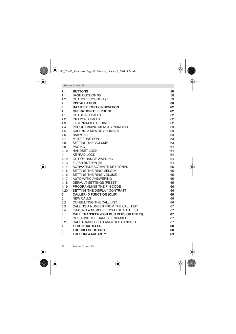 Topcom COCOON 95 DUO User Manual | Page 56 / 72