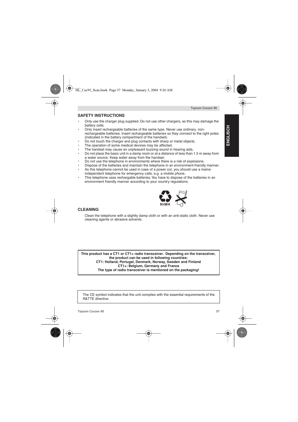 Topcom COCOON 95 DUO User Manual | Page 57 / 72