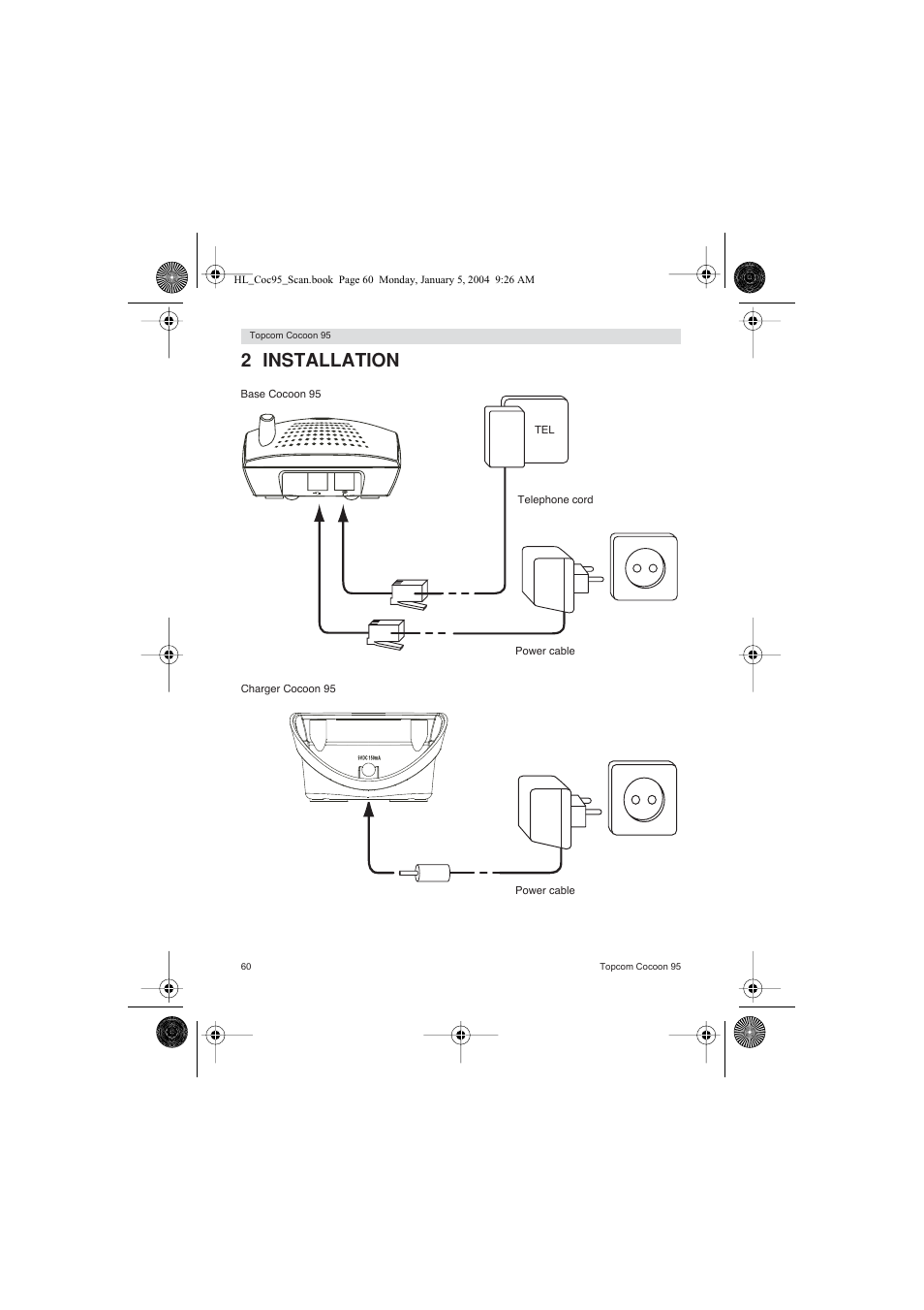 2 installation | Topcom COCOON 95 DUO User Manual | Page 60 / 72