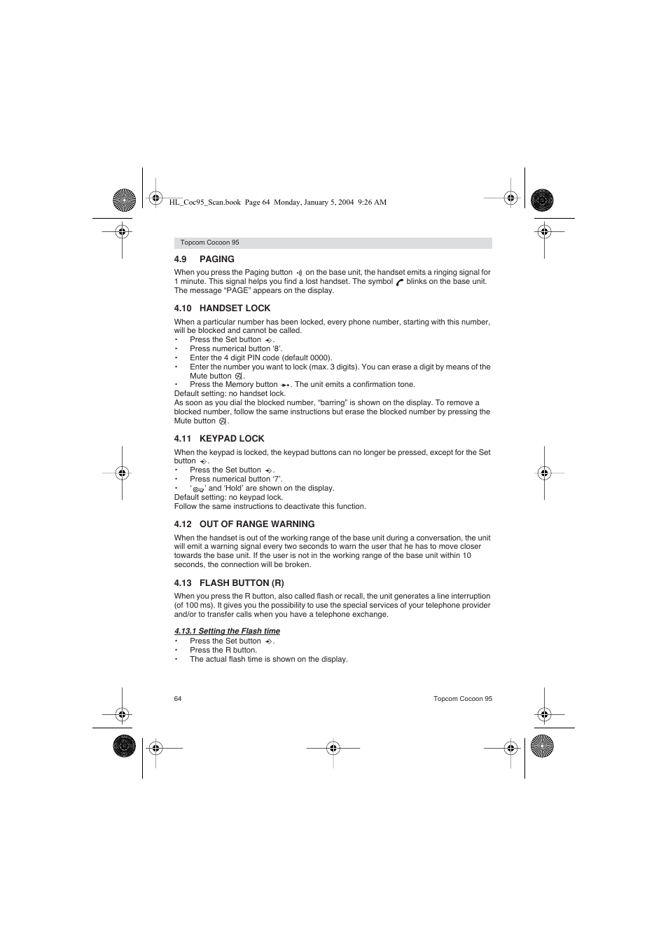 Topcom COCOON 95 DUO User Manual | Page 64 / 72